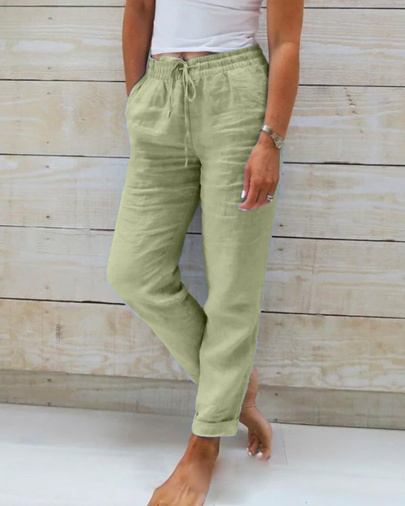 Alexa | Cotton & Hemp Elastic Pants for Women