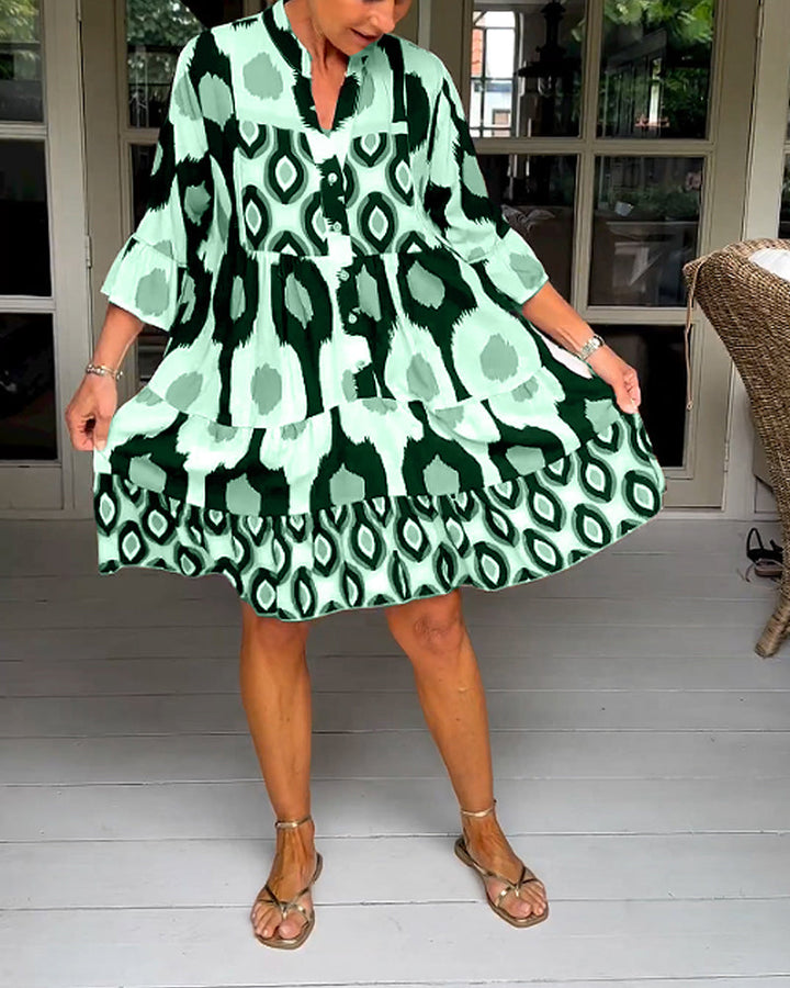 Ingrid | Printed Dress With 3/4 Sleeves