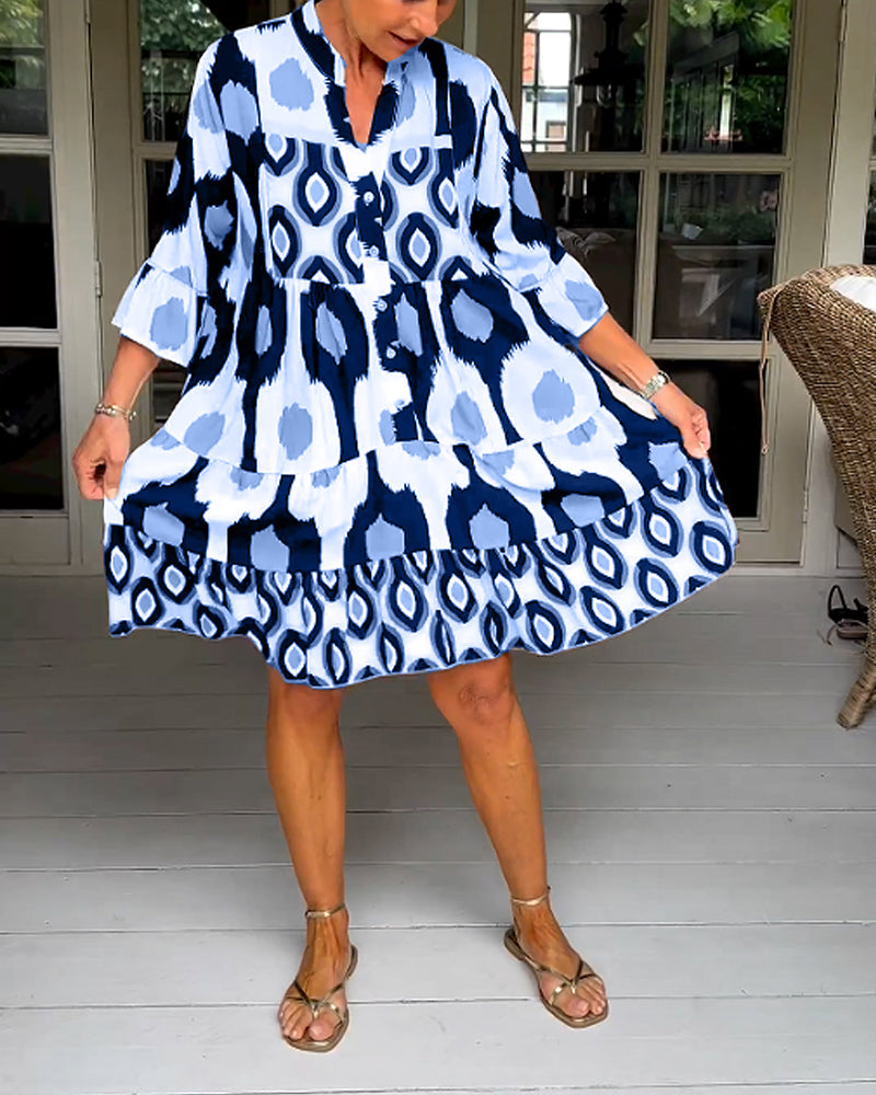 Ingrid | Printed Dress With 3/4 Sleeves