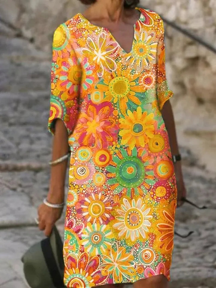 Jelissa - Floral print dress with V-neck