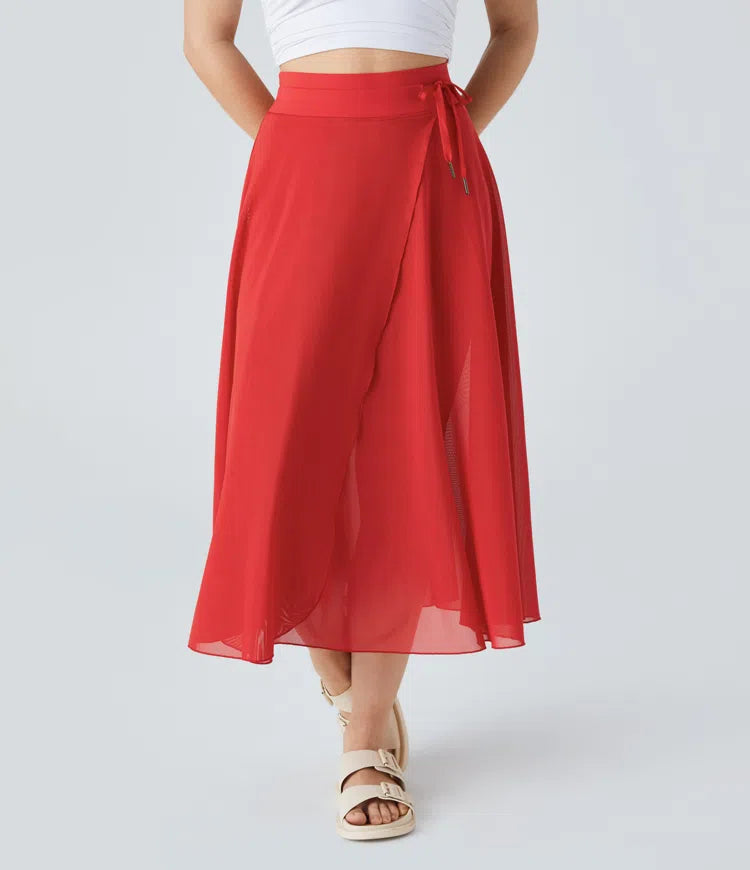 High-Waist 2-in-1 Tulle Midi Skirt