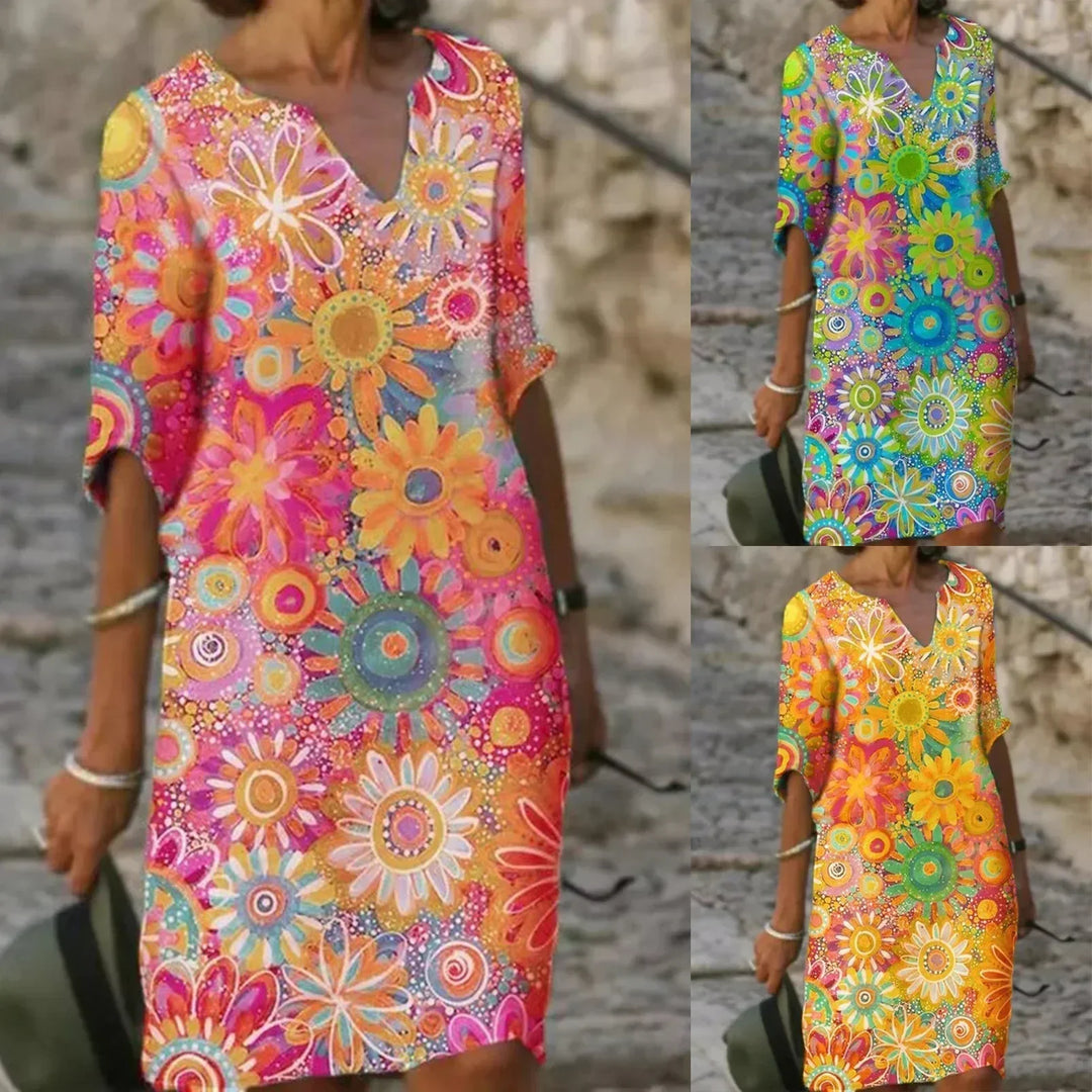 Jelissa - Floral print dress with V-neck