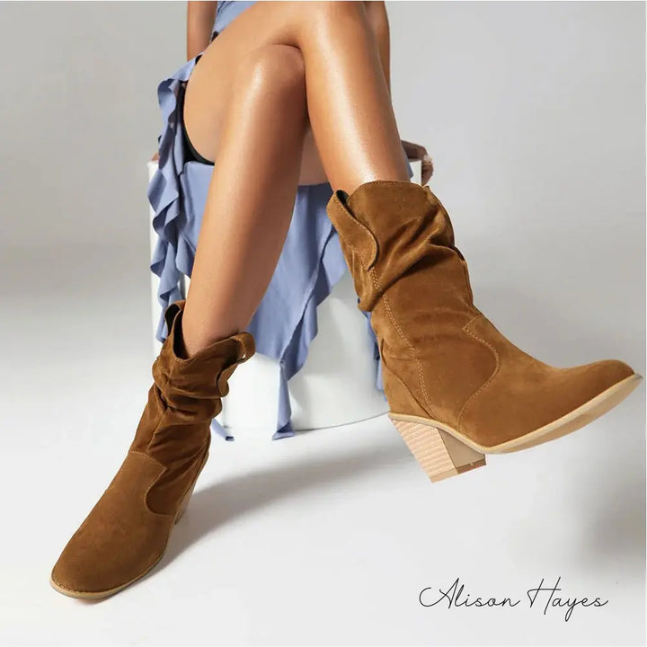 Alison Hayes Ruched Western Boots