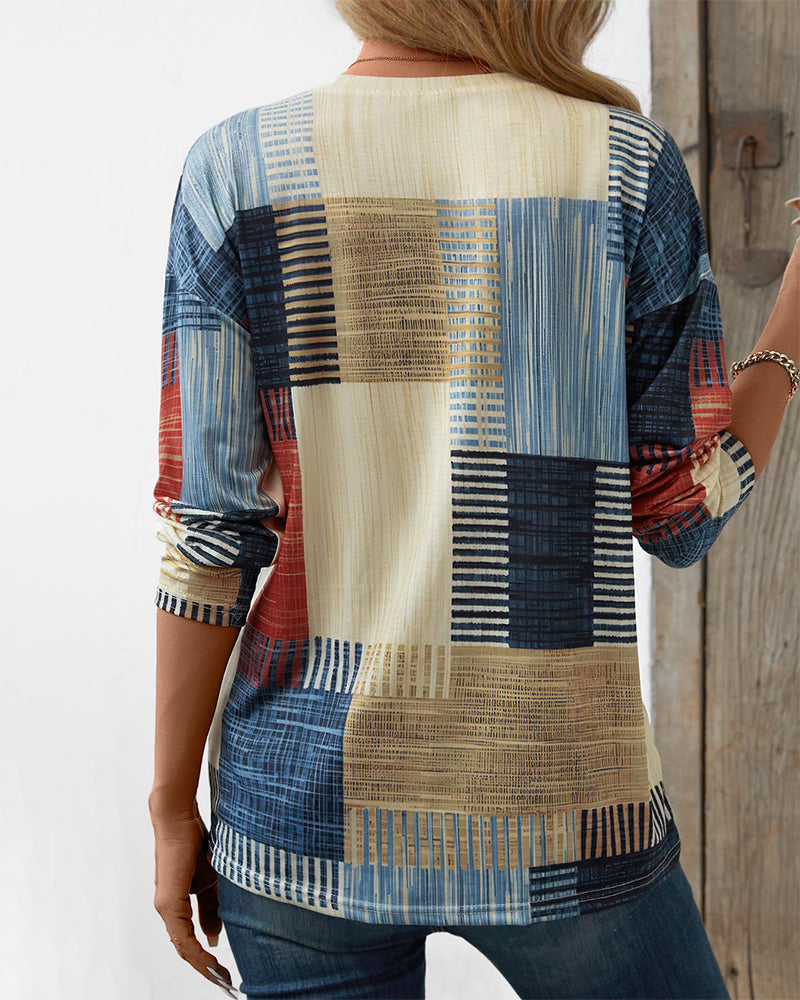 Anya - Stylish patchwork long-sleeve T-shirt
