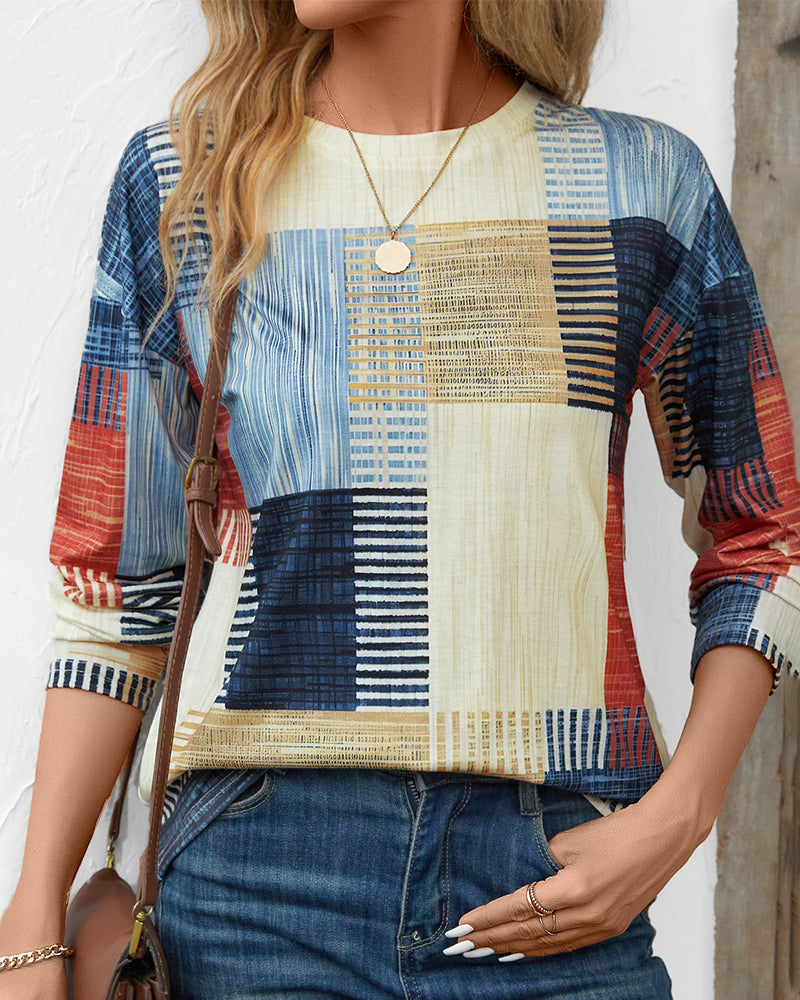 Anya - Stylish patchwork long-sleeve T-shirt