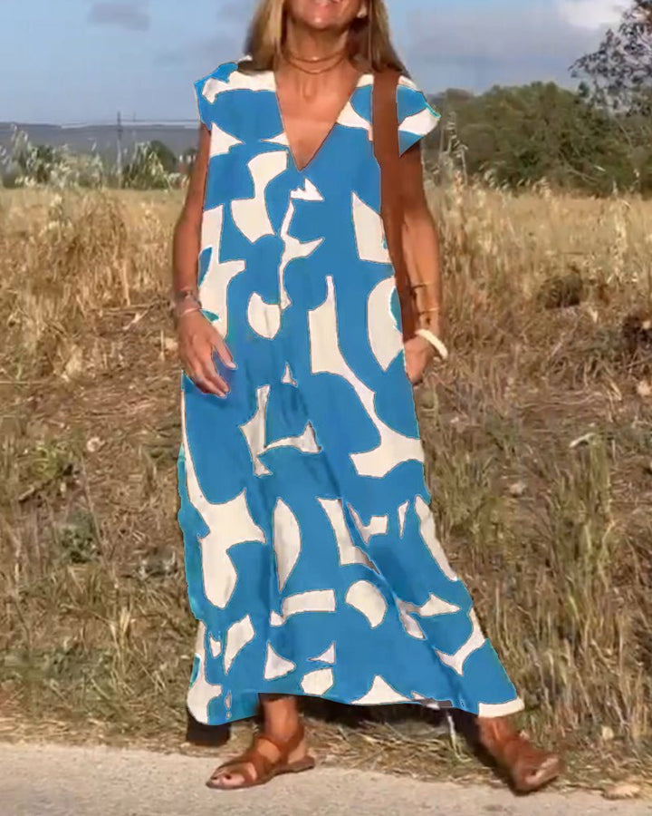 Vivian | Vibrant V-Neck Printed Dress